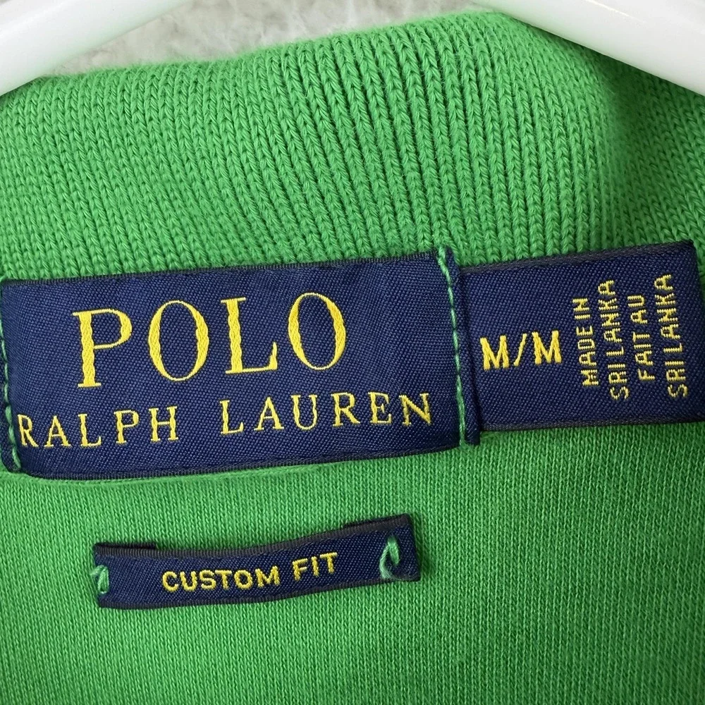 Polo Ralph Lauren Polo Shirt Mens Medium Green Custom Fit Cotton Pony Logo Top